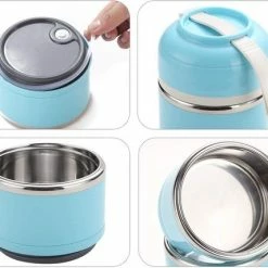 Evolize Bento Lunchbox In Japanse Stijl - Bento Lunch Box - 6 Compartimenten - Lekvrij - BPA-vrij - Milieuvriendelijk RVS - 1650ml - Blauw -Lesser & Pavey-winkel 550x427