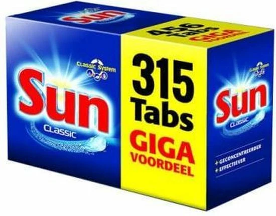 Sun Classic Vaatwastabletten - Voordeelverpakking - 315 Tabletten 3 Sun Classic Vaatwastabletten - Voordeelverpakking - 315 Tabletten