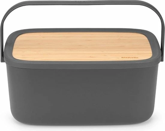 Brabantia Nic Broodtrommel - Met Bamboe Deksel - Dark Grey 12 Brabantia Nic Broodtrommel - Met Bamboe Deksel - Dark Grey - Afbeelding 10