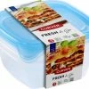 Curver Fresh & Go Vershoudbakjes Met Deksel - Vierkant - 3x0,8L - 3 Stuks - Transparant/Blauw -Lesser & Pavey-winkel 550x457 5