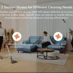 Ilife Easine H70 Steelstofzuiger – Steelstofzuiger Draadloos – Steelstofzuigers – Snoerloze Steelstofzuiger – Stofzuiger Zonder Zak – Stofzuiger – Ingebouwde LED Lampen -Lesser & Pavey-winkel 550x458 1