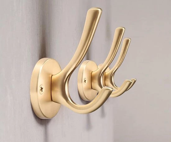 XIVADA Wandhaak Goud - Kapstok Haken - 3 Stuks - Jashaak Dubbel - Wandkapstok 4 XIVADA Wandhaak Goud - Kapstok Haken - 3 Stuks - Jashaak Dubbel - Wandkapstok - Afbeelding 2