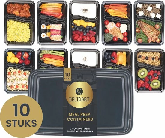 Deliqart Meal Prep Bakjes - 10 Stuks - 2 Compartimenten - Vershoudbakjes - Meal Prep - 1L - Magnetron Bakjes Met Deksel - Vershouddoos 3 Deliqart Meal Prep Bakjes - 10 Stuks - 2 Compartimenten - Vershoudbakjes - Meal Prep - 1L - Magnetron Bakjes Met Deksel - Vershouddoos