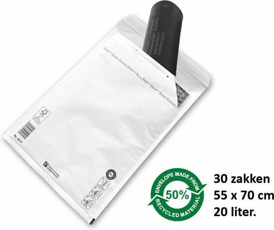 Merkloos Vuilniszakken 30 X 20 - 25 Liter Met Trekbandsluiting | Zwart Plastic | 55 X 70 Cm | Pedaalemmer Restafval Afval Zakjes 5 Merkloos Vuilniszakken 30 X 20 - 25 Liter Met Trekbandsluiting | Zwart Plastic | 55 X 70 Cm | Pedaalemmer Restafval Afval Zakjes - Afbeelding 3