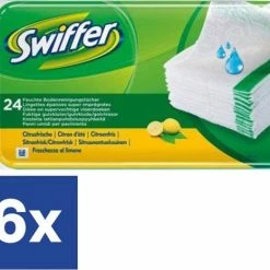 Swiffer Vloerreiniger Vochtige Vloerdoekjes Met Frisse Citroengeur - Voordeelverpakking 6 X 24 Navullingen