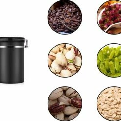 Merkloos Koffiebonen Opbergbus Zwart - Luchtdicht - Roestvrijstaal - Inhoud 750 Gram – 19x12,8 Cm -Lesser & Pavey-winkel 550x471 3