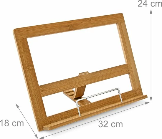 Relaxdays Kookboekstandaard - Bamboe Hout - 32 X 24 Cm 8 Relaxdays Kookboekstandaard - Bamboe Hout - 32 X 24 Cm - Afbeelding 6