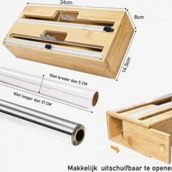 Vdrto - Keuken Foliedispenser Voor 2 Rollen Folie - Keuken Lade Organizer - Folie Snijder - Aluminiumfolie/Vershoudfolie/Keukenfolie Keuken Folie Dispenser Snijder Houder - Foliehouder - Ophangbaar - Bamboe -Lesser & Pavey-winkel 550x479 3