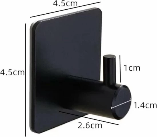 PKD Super Sterke Zelfklevende Haken - Zwart - 5 Tot 8kilo Handdoekhaak Badkamer Ophanghaak 4 Pack 8 PKD Super Sterke Zelfklevende Haken - Zwart - 5 Tot 8kilo Handdoekhaak Badkamer Ophanghaak 4 Pack - Afbeelding 6
