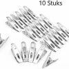 FSW-Products - 10 Stuks - Wasknijpers - RVS - Kledinghaken - Fotoknijpers - Kaartknijpers - Handdoekhaken - Staal - Zilver - Knijper - Waslijn