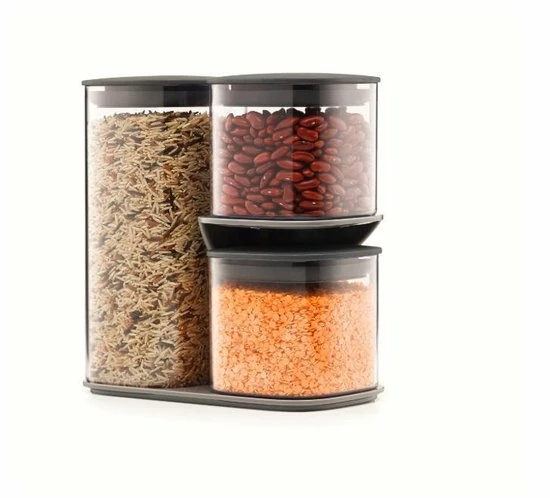 Joseph Joseph Voorraadpotten - Luchtdicht - Design - 3 Stuks - Grijs 3 Joseph Joseph Voorraadpotten - Luchtdicht - Design - 3 Stuks - Grijs