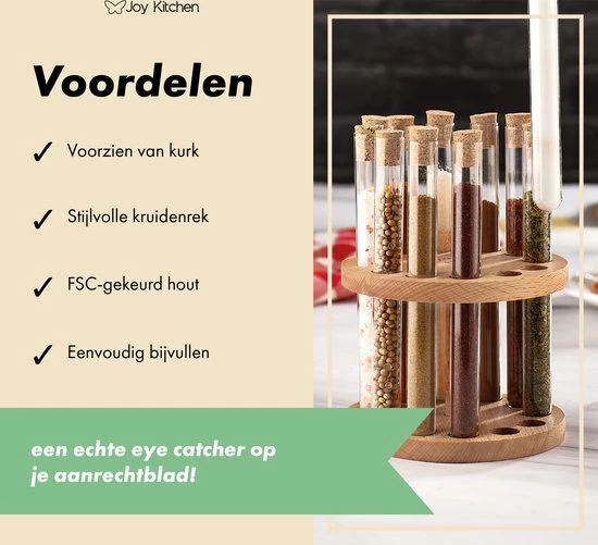 Joy Kitchen Rond Kruidenrek Reageerbuisjes Met Kurk Set Van 12 | Reageerbuisjes Glas | Ronden Kruidenrek | Kruiden Houder | Kruiden Organizer | Kruidenpotjes | Kruidenhouder | Kruidenrek Staand | Houten Decoratie | Keuken Organizers 7 Joy Kitchen Rond Kruidenrek Reageerbuisjes Met Kurk Set Van 12 | Reageerbuisjes Glas | Ronden Kruidenrek | Kruiden Houder | Kruiden Organizer | Kruidenpotjes | Kruidenhouder | Kruidenrek Staand | Houten Decoratie | Keuken Organizers - Afbeelding 5