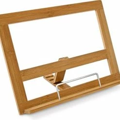 Relaxdays Kookboekstandaard - Bamboe Hout - 32 X 24 Cm