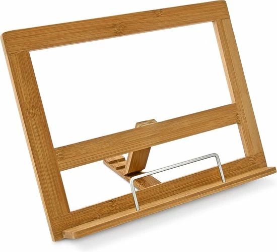 Relaxdays Kookboekstandaard - Bamboe Hout - 32 X 24 Cm 3 Relaxdays Kookboekstandaard - Bamboe Hout - 32 X 24 Cm