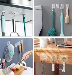 FSW-Products - 5 Stuks - Transparanten Ophanghaken - Wandhaken - Badkamerhaken - Keukenhaken - Ophanghaakjes - Plastic / RVS - Zelfklevende Ophanghaken - Kledinghaken - Zelfklevende Haken -Lesser & Pavey-winkel 550x502 5