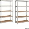 IN-HOMEXL IN.HOMEXL - Amato Set Van 2 - Stellingkast - Opbergrek - 5 Planken - 875 Kg Draagkracht - 200x100x50 Cm - Metaal/MDF - RVS - Grijs
