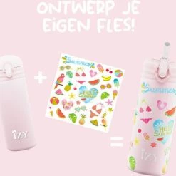 IZY Bottles - Pastel Roze Zomer | 350 ML | Kinderen | Thermosfles | Drinkfles | Waterfles | Schoolfles | Isoleerfles | Beker | Schoolbeker | Drinkbeker | Koud | Warm | Fles | Kinder | Back To School | 350ml -Lesser & Pavey-winkel 550x505 3