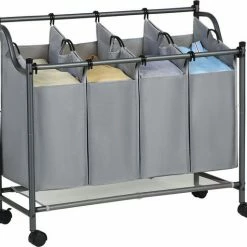 Acaza Stevige Wassorteerder - Wasmand Op Wieltjes Met 4 Uitneembare Vakken - 140L - Grijs 22 Acaza Stevige Wassorteerder - Wasmand Op Wieltjes Met 4 Uitneembare Vakken - 140L - Grijs -Lesser & Pavey-winkel 550x512 1