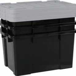 IRIS Ohyama Powerbox Opbergbox - 50L - Kunststof - Zwart/Grijs - Set Van 3 8 IRIS Ohyama Powerbox Opbergbox - 50L - Kunststof - Zwart/Grijs - Set Van 3 -Lesser & Pavey-winkel 550x514 2