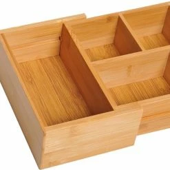DrawerOrganizer Verstelbare Lade Organizer - Voor Bestek/Keuken/Bureau/Make-Up/Accessoires – Uitschuifbare Lade Inzet Verdeler - Opbergbak Doos - Verstelbaar In 5 Of 7 Compartimenten - Duurzaam Bamboe Hout -Lesser & Pavey-winkel 550x514