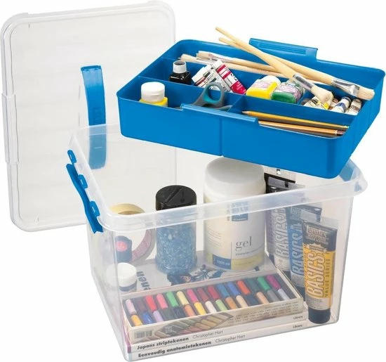 Sunware - Q-line Opbergbox Met Inzet 22L Transparant Blauw - 40 X 30 X 26 Cm 4 Sunware - Q-line Opbergbox Met Inzet 22L Transparant Blauw - 40 X 30 X 26 Cm - Afbeelding 2