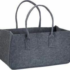Relaxdays Houtmand Van Vilt - Haardhout Tas - Draagtas - Vilttas - Flexibel - Opbergmand - Antraciet -Lesser & Pavey-winkel 550x523 4