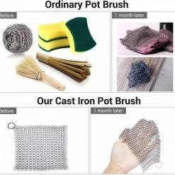LOUZIR RVS Gietijzer Cleaner Voor Pannen - Metalen Borstel- Scrubmat- Zilver -Lesser & Pavey-winkel 550x526
