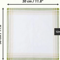 JEMIDI Dames- En Herenzakdoeken 100% Katoen - 28,5 X 28,5 Cm - Combinatie Van Wit Met Groen, Roze Of Blauw - Set Van 12 - Herbruikbare Zakdoeken -Lesser & Pavey-winkel 550x526 4