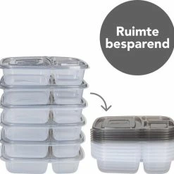 Lock&Lock Meal Prep Bakjes - Diepvriesbakjes - Vershoudbakjes Set Met Deksel - Magnetron Bakjes - Met 3 Compartimenten - Stevig En Herbruikbaar - BPA Vrij - Set Van 6 Stuks - 965ml -Lesser & Pavey-winkel 550x527 1