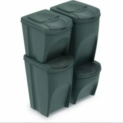 Prosperplast Set Van 4 Stuks Kunststof Afvalscheidingsbakken Grijs 2x 25 Liter En 2x 35 Liter - Scheidingsprullenbakken -Lesser & Pavey-winkel 550x527 2