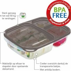 Lock&Lock Meal Prep Bakjes - Diepvriesbakjes - Vershoudbakjes Set Met Deksel - Magnetron Bakjes - Met 3 Compartimenten - Stevig En Herbruikbaar - BPA Vrij - Set Van 6 Stuks - 965ml -Lesser & Pavey-winkel 550x527