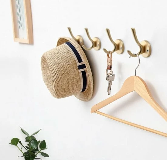 XIVADA Wandhaak Goud - Kapstok Haken - 3 Stuks - Jashaak Dubbel - Wandkapstok 7 XIVADA Wandhaak Goud - Kapstok Haken - 3 Stuks - Jashaak Dubbel - Wandkapstok - Afbeelding 5