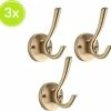 XIVADA Wandhaak Goud - Kapstok Haken - 3 Stuks - Jashaak Dubbel - Wandkapstok