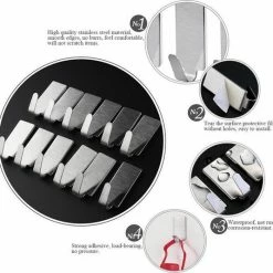 Merkloos Wandhaak (12 Stuks) - Zelfklevende RVS Wandhaken - Keukenhaken - Badkamerhaken - Muurhaken -Lesser & Pavey-winkel 550x535 5