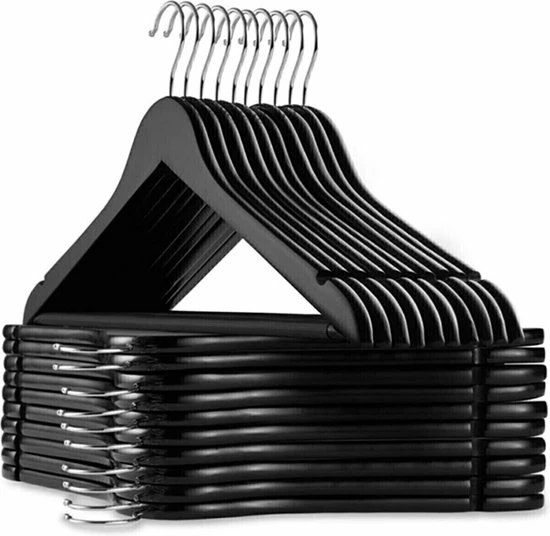 Zwarte Klerenhanger - Hout Look Kledinghangers - Kleerhanger Met Inkeping En Broeklat - Metalen Haak - Klerenrek - MYHOME24 3 Zwarte Klerenhanger - Hout Look Kledinghangers - Kleerhanger Met Inkeping En Broeklat - Metalen Haak - Klerenrek - MYHOME24