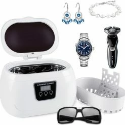 UTEN - Ultrasone Reiniger 600ml - Ultrasoon Reiniger Sieraden - 43khz Frequentie Ultrasoon Reinigingsapparaat - 5 Tijdsmodi - Met Automatische Stop (voor Brillen Sieraden Horloges Kunstgebit Ringen)