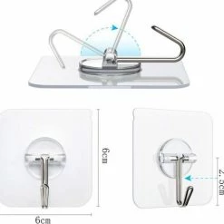 FSW-Products - 5 Stuks - Transparanten Ophanghaken - Wandhaken - Badkamerhaken - Keukenhaken - Ophanghaakjes - Plastic / RVS - Zelfklevende Ophanghaken - Kledinghaken - Zelfklevende Haken -Lesser & Pavey-winkel 550x539 6
