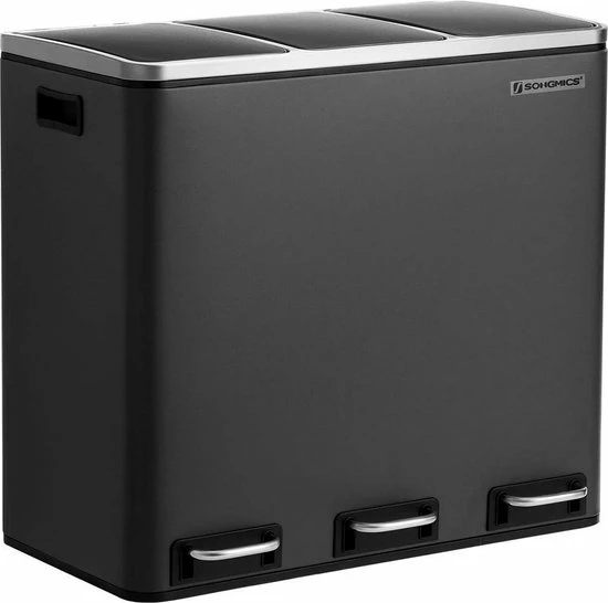 Segenn's Prullenbak - Vuilnisbak Voor De Keuken - Afvalscheidingssysteem - 3 X 18 L - Pedaalemmer Met 3 Vakken - Vuilnisbak - Soft Close - Met Voetpedalen - Binnenemmers Van Kunststof En Handgrepen - Zwart 3 Segenn's Prullenbak - Vuilnisbak Voor De Keuken - Afvalscheidingssysteem - 3 X 18 L - Pedaalemmer Met 3 Vakken - Vuilnisbak - Soft Close - Met Voetpedalen - Binnenemmers Van Kunststof En Handgrepen - Zwart