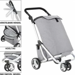 ShoppingCruiser® 3-Wheel Boodschappentrolley - Boodschappenwagen Met Koeltas - Afneembare Boodschappentas - Waterafstotend - Grijs -Lesser & Pavey-winkel 550x546 2