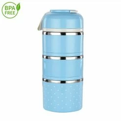 Evolize Bento Lunchbox In Japanse Stijl - Bento Lunch Box - 6 Compartimenten - Lekvrij - BPA-vrij - Milieuvriendelijk RVS - 1650ml - Blauw