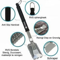 ForDig - RVS - Barbecue - Grill - Reinigingsborstel Met Schraper -Lesser & Pavey-winkel 550x548 10