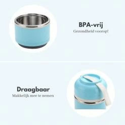 Evolize Bento Lunchbox In Japanse Stijl - Bento Lunch Box - 6 Compartimenten - Lekvrij - BPA-vrij - Milieuvriendelijk RVS - 1650ml - Blauw -Lesser & Pavey-winkel 550x548 14