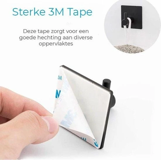 PKD Super Sterke Zelfklevende Haken - Zwart - 5 Tot 8kilo Handdoekhaak Badkamer Ophanghaak 4 Pack 5 PKD Super Sterke Zelfklevende Haken - Zwart - 5 Tot 8kilo Handdoekhaak Badkamer Ophanghaak 4 Pack - Afbeelding 3