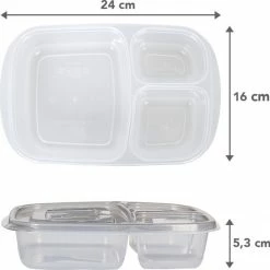 Lock&Lock Meal Prep Bakjes - Diepvriesbakjes - Vershoudbakjes Set Met Deksel - Magnetron Bakjes - Met 3 Compartimenten - Stevig En Herbruikbaar - BPA Vrij - Set Van 6 Stuks - 965ml -Lesser & Pavey-winkel 550x548