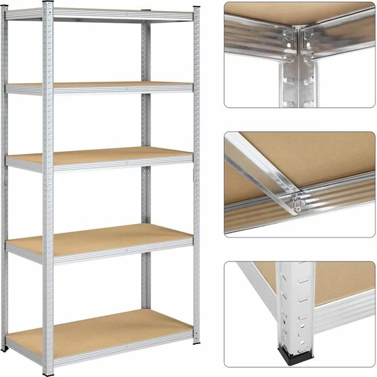 IN-HOMEXL IN.HOMEXL - Amato Set Van 2 - Stellingkast - Opbergrek - 5 Planken - 875 Kg Draagkracht - 200x100x50 Cm - Metaal/MDF - RVS - Grijs 11 IN-HOMEXL IN.HOMEXL - Amato Set Van 2 - Stellingkast - Opbergrek - 5 Planken - 875 Kg Draagkracht - 200x100x50 Cm - Metaal/MDF - RVS - Grijs - Afbeelding 9