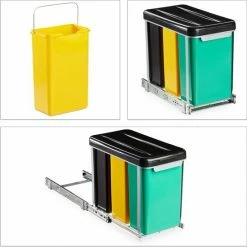 Relaxdays Inbouw Prullenbak Keuken - 8 L - Afvalscheidingsbak - Inbouw Vuilnisbak - Deksel - 3 Emmers -Lesser & Pavey-winkel 550x549 5