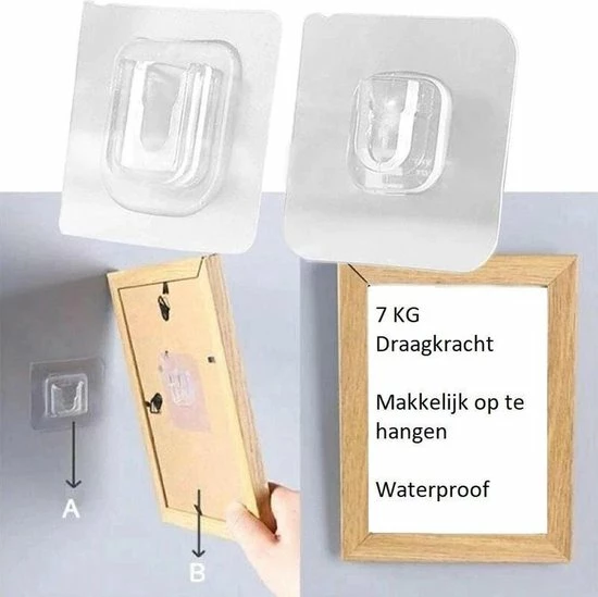 Merkloos Zelfklevende Haken 20 Paar / Extra Stevig Dubbelzijdig Tape / Muur Hanger / Ophanghaakjes / Wand Haken / Dubbelzijdig Schilderij Haakjes / Fotolijst Haakjes / Waterproof / Zonder Gaten Ophangen. 10 Merkloos Zelfklevende Haken 20 Paar / Extra Stevig Dubbelzijdig Tape / Muur Hanger / Ophanghaakjes / Wand Haken / Dubbelzijdig Schilderij Haakjes / Fotolijst Haakjes / Waterproof / Zonder Gaten Ophangen. - Afbeelding 8