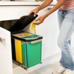 Relaxdays Inbouw Prullenbak Keuken - 8 L - Afvalscheidingsbak - Inbouw Vuilnisbak - Deksel - 3 Emmers -Lesser & Pavey-winkel 550x550 119