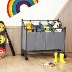 Acaza Stevige Wassorteerder - Wasmand Op Wieltjes Met 4 Uitneembare Vakken - 140L - Grijs 18 Acaza Stevige Wassorteerder - Wasmand Op Wieltjes Met 4 Uitneembare Vakken - 140L - Grijs -Lesser & Pavey-winkel 550x550 158