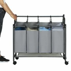 Acaza Stevige Wassorteerder - Wasmand Op Wieltjes Met 4 Uitneembare Vakken - 140L - Grijs 19 Acaza Stevige Wassorteerder - Wasmand Op Wieltjes Met 4 Uitneembare Vakken - 140L - Grijs -Lesser & Pavey-winkel 550x550 159